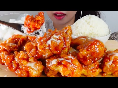 ASMR ヤンニョムチキン seasoned chicken eating sounds