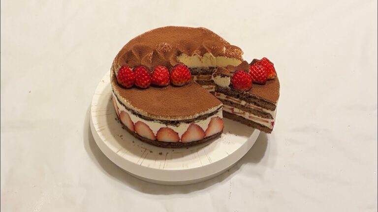 クリームチーズで簡単!!いちごのティラミスショートケーキ🍓♡