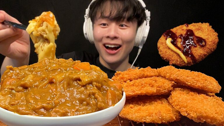 【ASMR】カレーうどん&サクサクのとんかつ‼️【咀嚼音/mukbang/Eating Sounds】