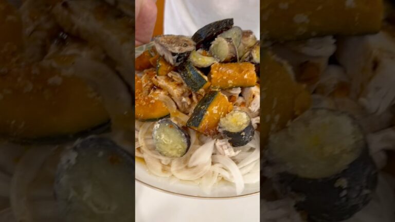 夏野菜の素揚げとよだれ鶏#アケメシ #料理 #ひとり暮らし#夏野菜