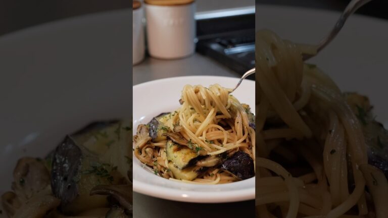 【めんつゆで簡単】舞茸となすの青じそパスタの作り方［BINANPASTA]