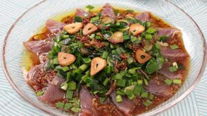 ニラたっぷり！かつおのスタミナカルパッチョ