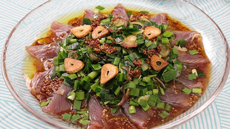 ニラたっぷり！かつおのスタミナカルパッチョ