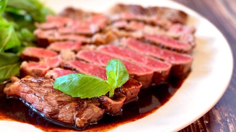 牛肩ロースステーキ バルサミコソースの作り方 How to make beef steak with balsamic sauce (rare)