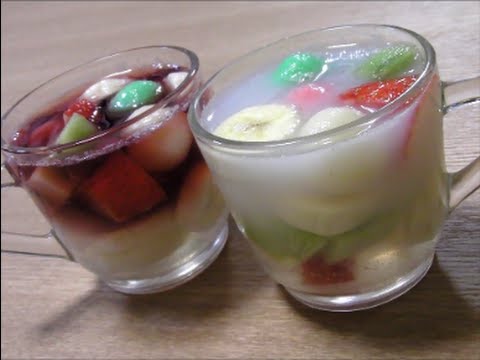 The easy fruit punch made by mother and daughter  ひな祭り 親子で簡単 フルーツポンチ