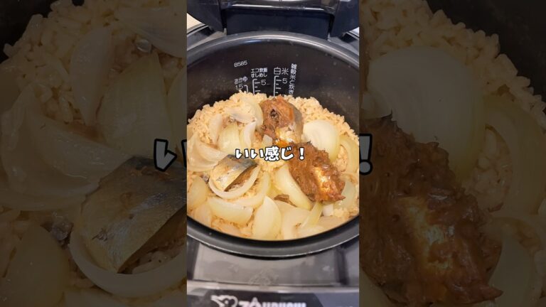 【簡単レシピ】サバ味噌と玉ねぎの炊き込みご飯！#簡単レシピ