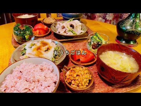 雪景色とストウブで豚バラ肉と豆苗の酒蒸し、ブロッコリーで2種類の簡単サラダ、食用花を使った簡単彩りサラダ