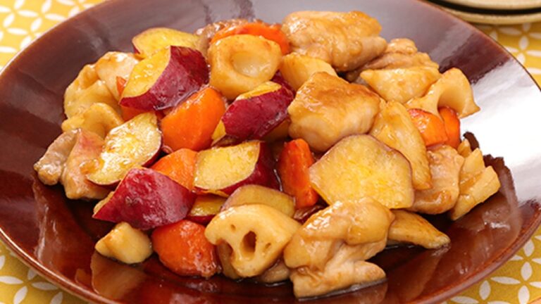 食感◎根菜と鶏肉の甘酢炒め