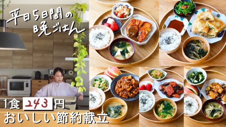 【1週間30分献立#219】1食243円おいしい節約献立│ささみのチキンカツ│油揚げニラ餃子│麻婆厚揚げ│鮭となすの照り焼き│鶏となすの甘酢だれ