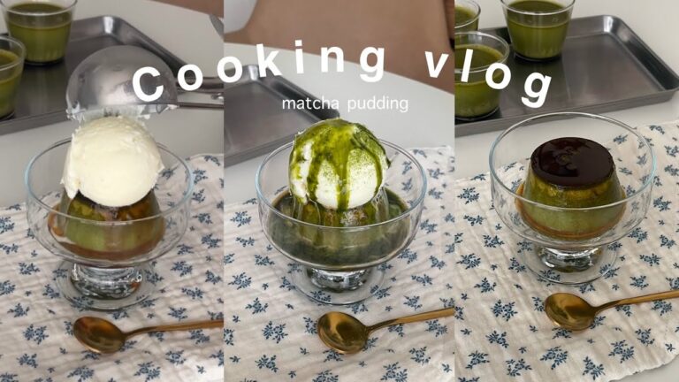 cooking vlog / 抹茶プリン作り🍵パティシエの休日のお菓子作りに密着 / 意外と簡単に出来ちゃうよ〜🤍