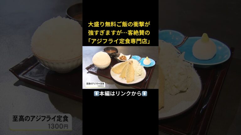 ⬆️本編はリンクから⬆️大盛り無料ご飯の衝撃が強すぎますが…客絶賛の｢アジフライ定食専門店」#short
