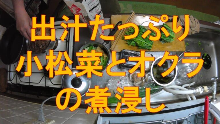 #479【キッチン俯瞰8倍速】夕食作り「出汁たっぷり小松菜とオクラの煮浸し」