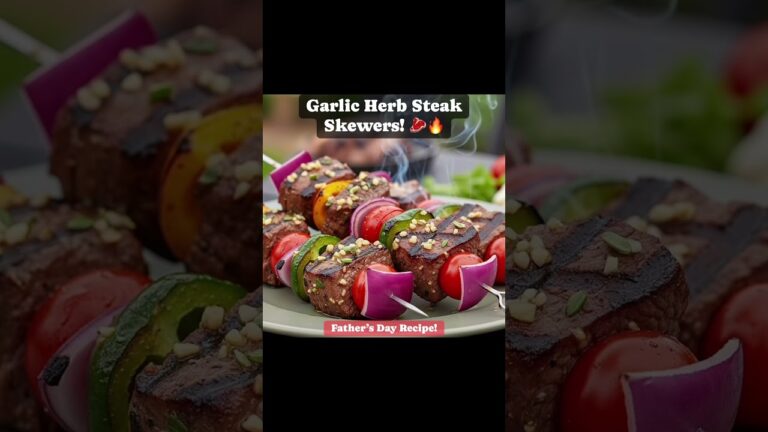 Garlic Herb Steak Skewers 🥩🔥#skewers #fathersday #recipe #fyp