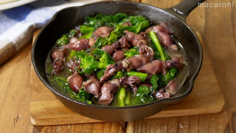 【ホタルイカのアヒージョ】菜の花の苦味がアクセント♪おつまみにピッタリ！