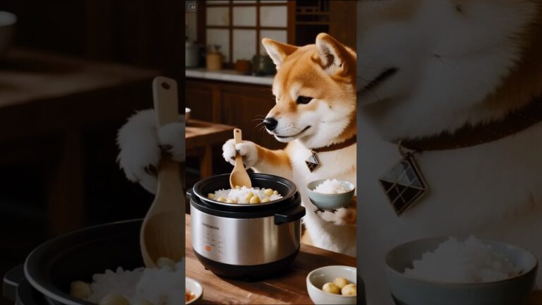栗ご飯を食べたい！  #dog #cooking #柴犬 #shibainu #栗 #CuteAnimals #AI #和風 #栗ご飯 #リス #栗拾い #dogshort #秋の味覚