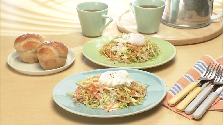 【3分クッキング公式】春野菜のコールスロー　ポーチドエッグのせ