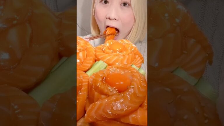 サーモン麺のユッケ🐟 Salmon Noodle Yukhoe🐟 MIYU ASMR #asmr #asmreating #asmrfood #mukbang