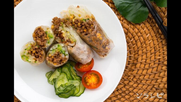 数秒でわかる「挽肉とナッツの生春巻き」の作り方