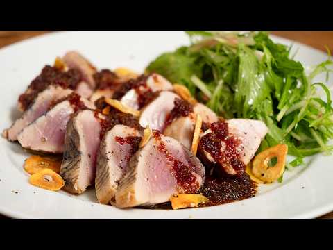 カツオは焼け！厚切りがうまい！鰹のガーリックステーキは春のごちそうです！