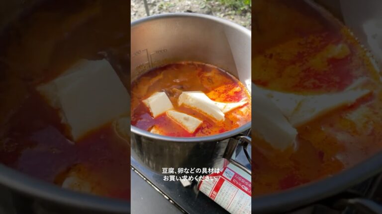 【キャンプ飯】濃厚！旨辛！簡単！スンドゥブチゲ #shorts