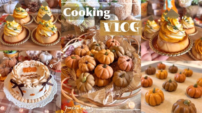 【Cooking Vlog】かぼちゃスイーツを作って秋を堪能🎃🍁超絶甘党なSE職社会人の製菓記録🧑‍🍳 お洒落ハロウィン🤎かぼちゃクッキー｜かぼちゃプリン｜キャラメルケーキ #お菓子作り #ハロウィン