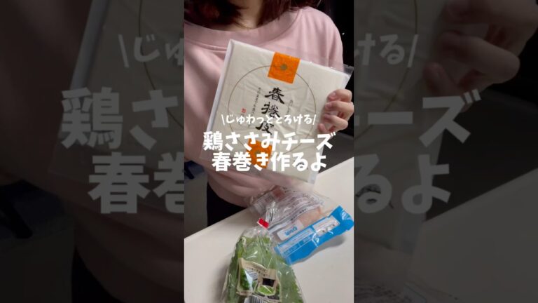 【春巻き】胸肉の可能性が無限すぎて感謝、、　#shorts #鶏胸肉 #ささみ #ささみレシピ #春巻き #チーズ #晩御飯 #料理 #おかず #丁寧な暮らし #時短