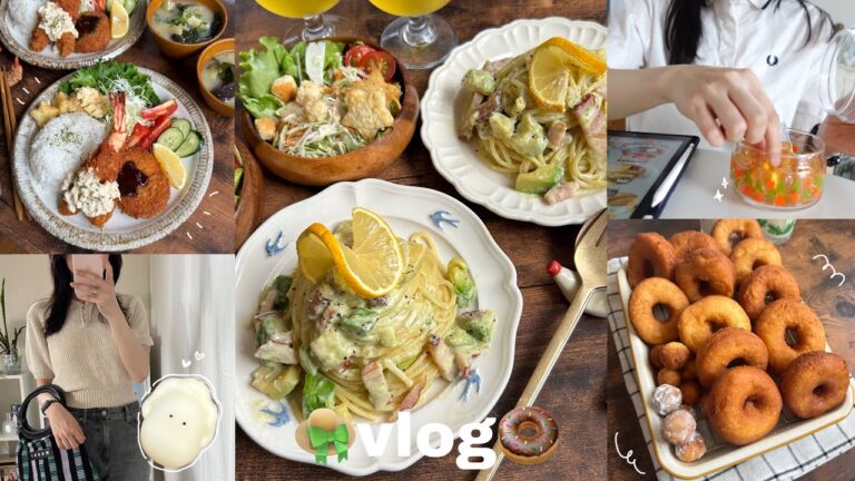 vlog》料理好き社会人の美味しい暮らし👩🏻‍🍳🌱｜ベーコンとアボカドのクリームパスタ🥑｜卵ドーナツ🍩｜ワンプレート｜トーストアレンジ｜道の駅🚗etc…