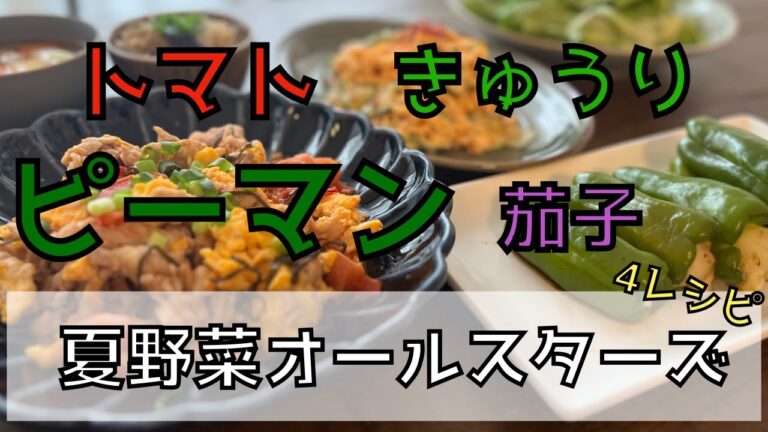 【夏野菜4レシピ】茄子・トマト・きゅうり・ピーマンを簡単調理！