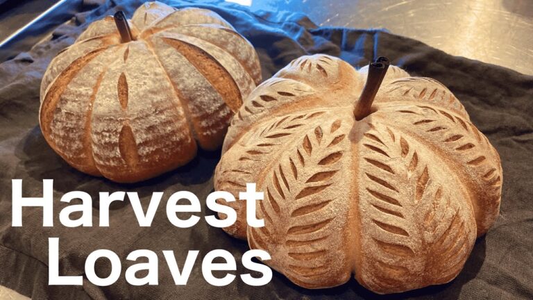 SUB) かぼちゃ型パンの作り方 ハロウィン 感謝祭/ How To Make Pumpkin Shaped Bread For Halloween Sourdough Discard Recipe