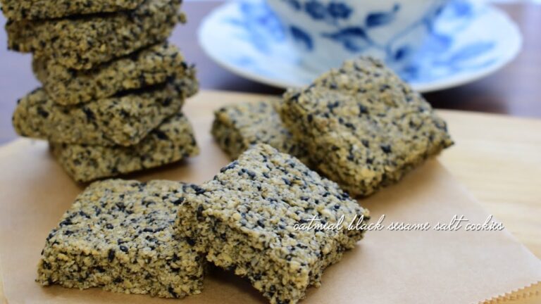 【オートミール】ザクザク食感の黒ごま塩オートミールクッキー｜oatmeal black sesame salt cookies recipe