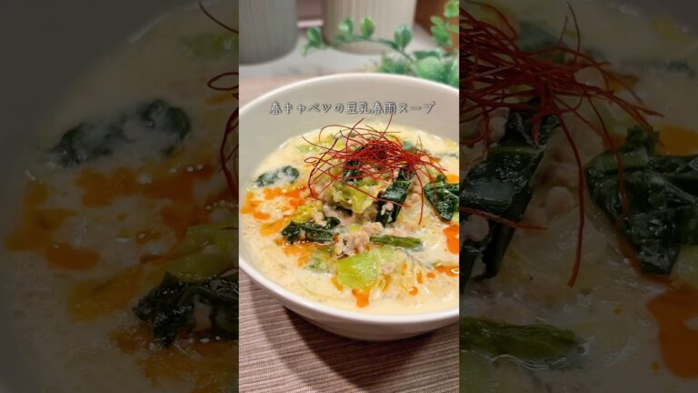 ヘルシーなのに大満足！春キャベツの豆乳春雨スープ🥣