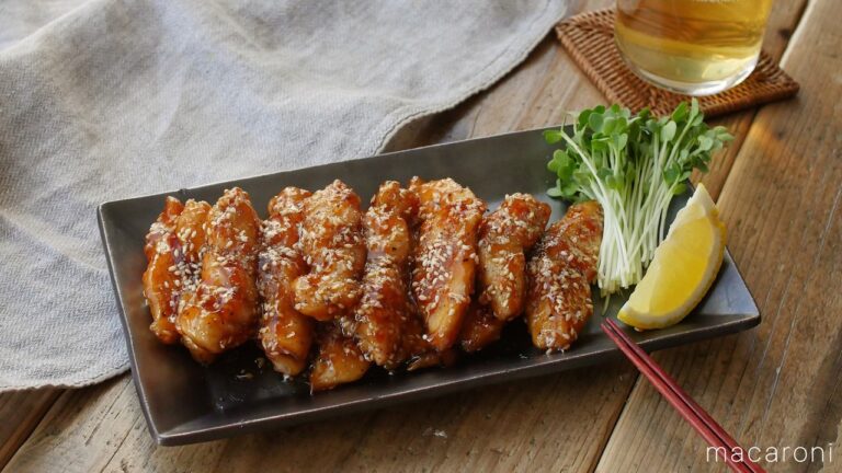 【手羽先唐揚げ風甘辛スティックチキン】1枚の鶏むね肉でボリューム満点おかず♪