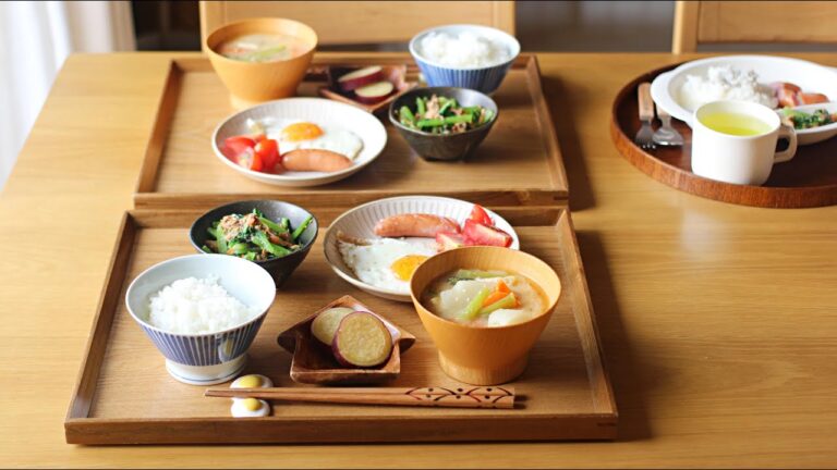 目玉焼きとウインナーの朝ごはん。【和朝食・秋の献立】