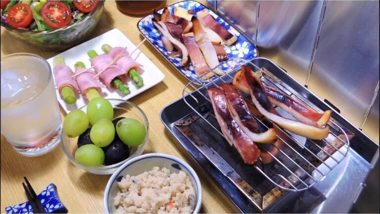 【宅飲み動画】イカ焼き アスパラベーコン【昨日の晩酌】