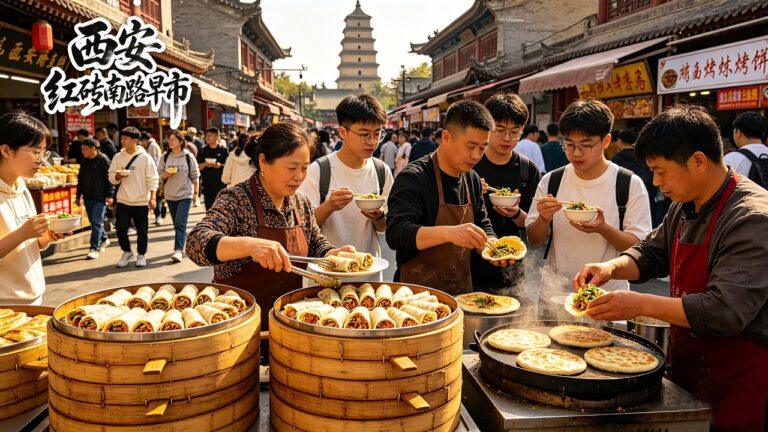 藏在西安的神仙早市，17种特色小吃，人均5元吃遍南北｜饼夹菜｜滋卷｜菜盒子｜油茶麻花｜胡辣汤｜一口上头