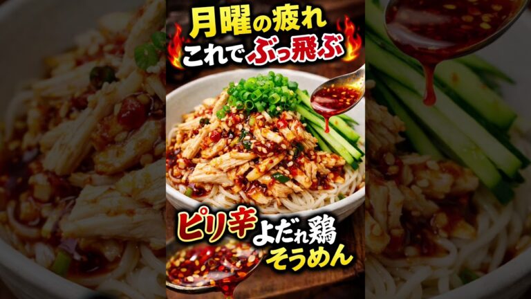 🍜 ピリ辛よだれ鶏そうめん（1人前）「月曜の疲れ、これでぶっ飛ぶ。ピリ辛よだれ鶏そうめん* 「5分で沼る。無限にすすれる危険そうめん」* 「気づいたら完食してた…中毒系そうめん」* 「夏バテ終了