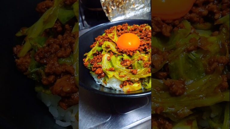 【料理】キャベツとひき肉で最高の丼。#簡単料理 #shorts_ #shorts