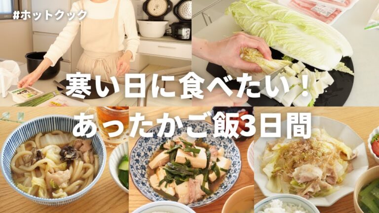 【3日間の夕飯】寒い日に食べたいあったかご飯♪＃ホットクック／煮込みうどん／肉豆腐／白菜豚バラ重ね煮
