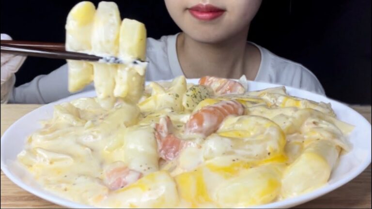 ASMR   クリームブンモジャトッポギ  크림분모자떡볶이  eating  sounds