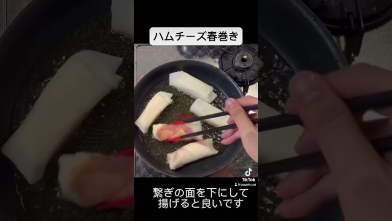 チーズハムカツ風春巻きです！美味しすぎて毎日食べれる^ ^#保育士 #調理師 #レシピ #簡単 #料理 #美味しい #オススメ #チーズハムカツ　#ハムカツ　#春巻き　#チーズハム
