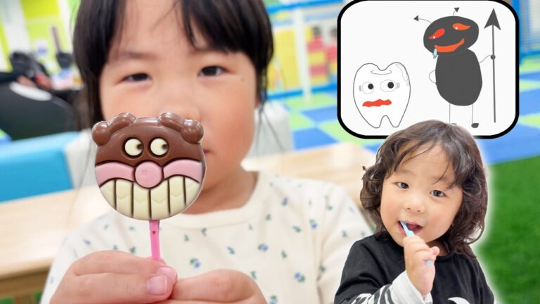 バイキンマンが仕掛けたアンパンマンの甘～い罠に気を付けて！しゅりちゃん、歯磨きしないと虫歯になっちゃうよ☆