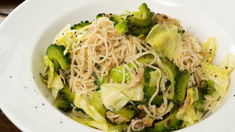 ペペロンチーノ風ゴーヤのそうめんチャンプル【 料理レシピ 】