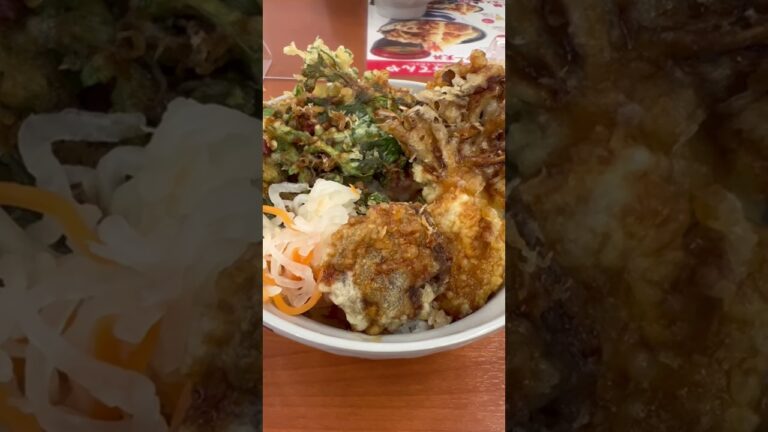 お昼は天丼です！冬野菜の天ぷらが美味しかったです！