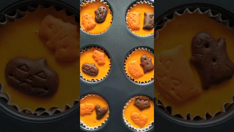 🎃かぼちゃマフィン🎃ホットケーキミックスと無印のビスケットで簡単ハロウィン♡ #halloween #ハロウィン #vlog #かぼちゃ #無印良品  #簡単おやつ #マフィン #休日 #レシピ