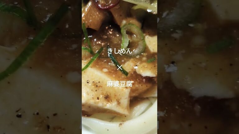 【激安レシピ】きしめんと麻婆豆腐を融合。200円以下でいかに文句を言われない食事を提供するかが勝負。麻婆きしめんサラダ仕立て。#激安 #レシピ #中華料理 #shorts #short #まいうー