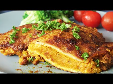 【カレー風味】どっしりボリュームのカボチャ豚肉ステーキ
