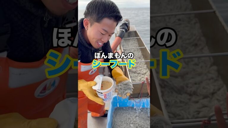 シラス漁師の特権、獲れたてピチピチ『シーフード飯』😂👏‼️  #船長の日常