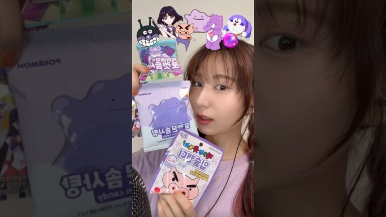 【紫キャラクター食べまくり🟣】#asmr#ASMR#紫キャラクター#キャラクターお菓子#お菓子#おやつ