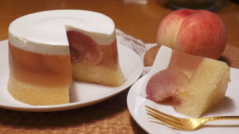 桃ゼリーケーキ/ ひとり夜中に作って食べて飲も/peach jelly cake