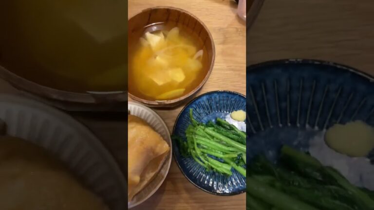 夜ご飯　手作りいなり寿司と採れたて山菜